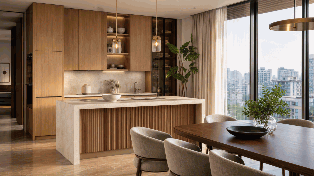 Urban Apartment Interior - dining and kitchen